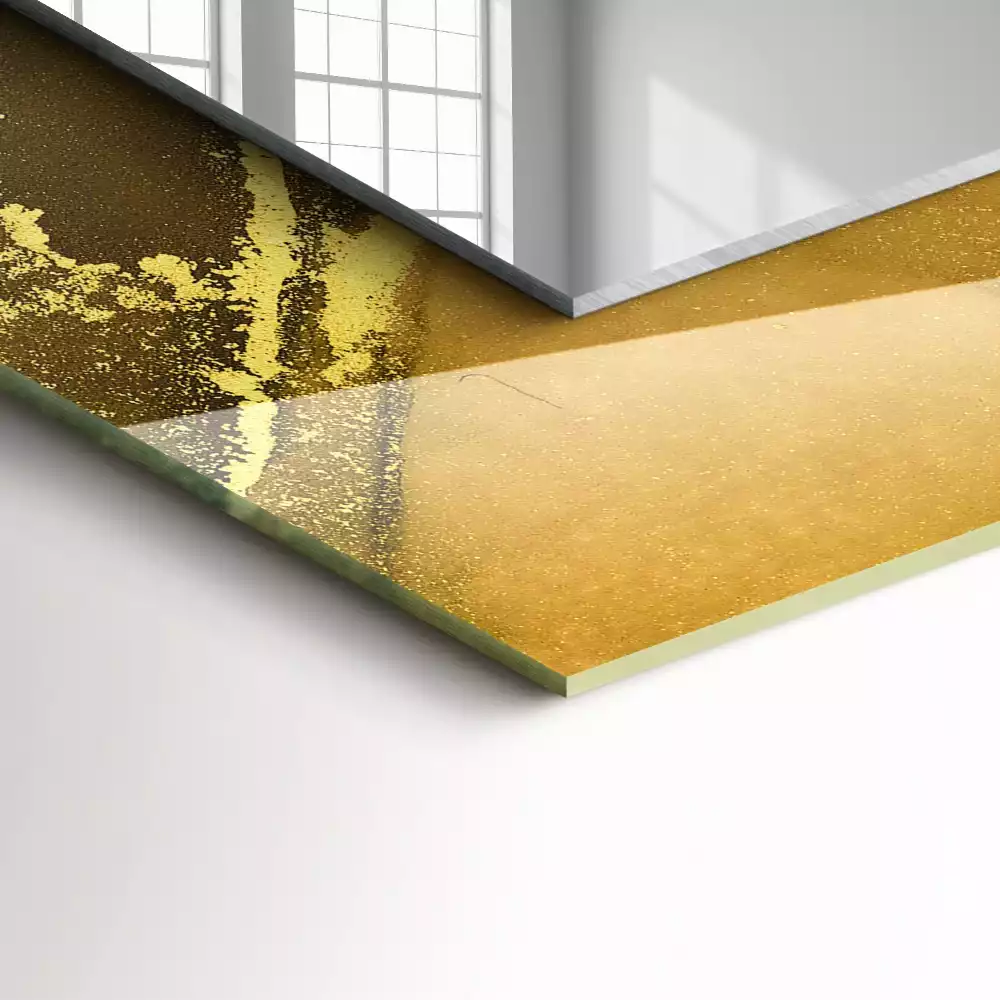 Oglindă dreptunghiulară cu imprimeu artă abstractă
