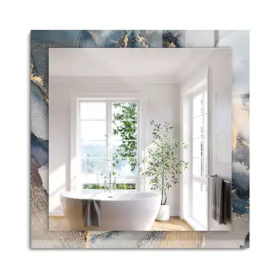 Oglindă decorativă dreptunghiulară cu artă abstractă albastră