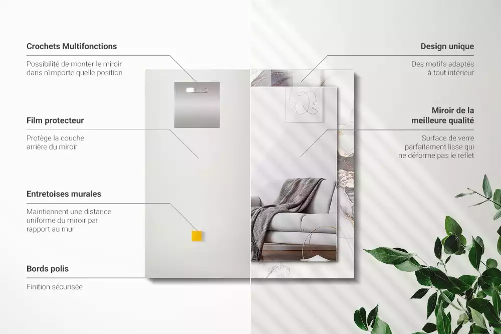 Oglindă dreptunghiulară decorativă cu design abstract din marmură