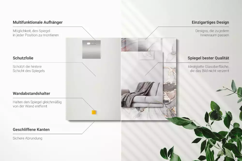 Oglindă dreptunghiulară decorativă cu design abstract din marmură