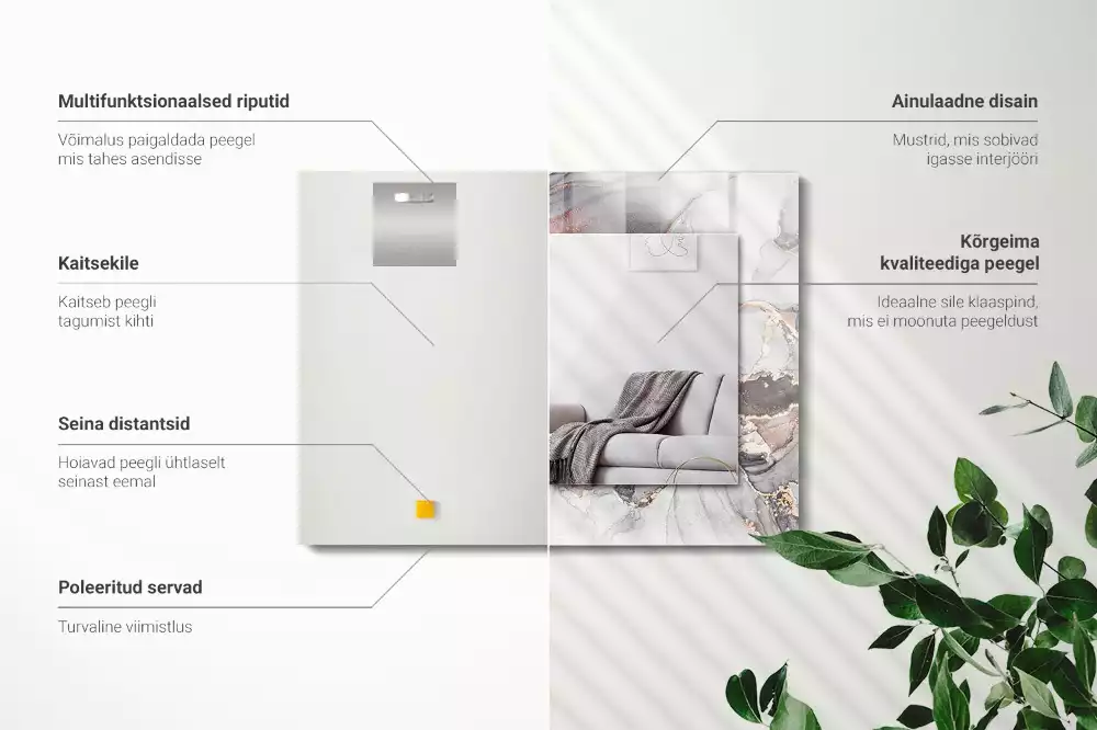 Oglindă dreptunghiulară decorativă cu design abstract din marmură