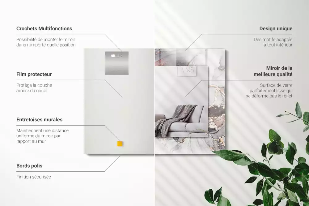Oglindă dreptunghiulară decorativă cu design abstract din marmură