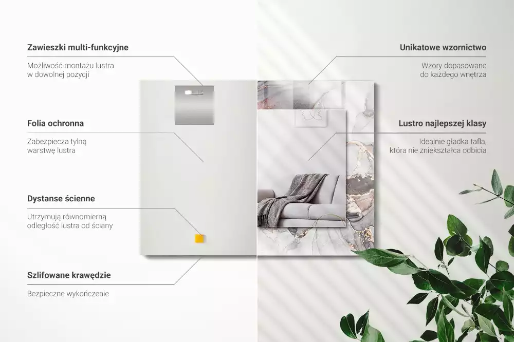 Oglindă dreptunghiulară decorativă cu design abstract din marmură