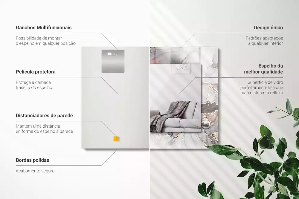 Oglindă dreptunghiulară decorativă cu design abstract din marmură