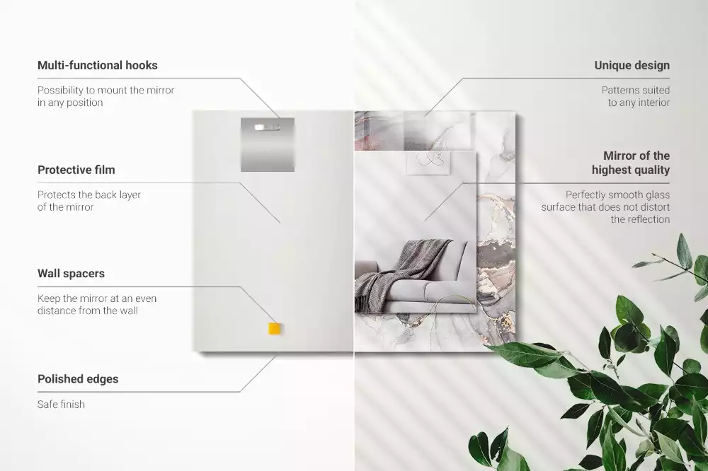 Oglindă dreptunghiulară decorativă cu design abstract din marmură