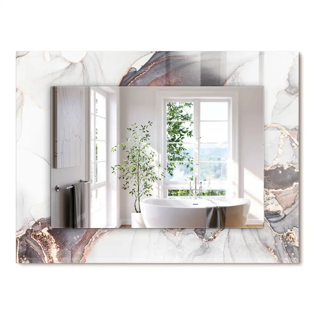 Oglindă dreptunghiulară decorativă cu design abstract din marmură
