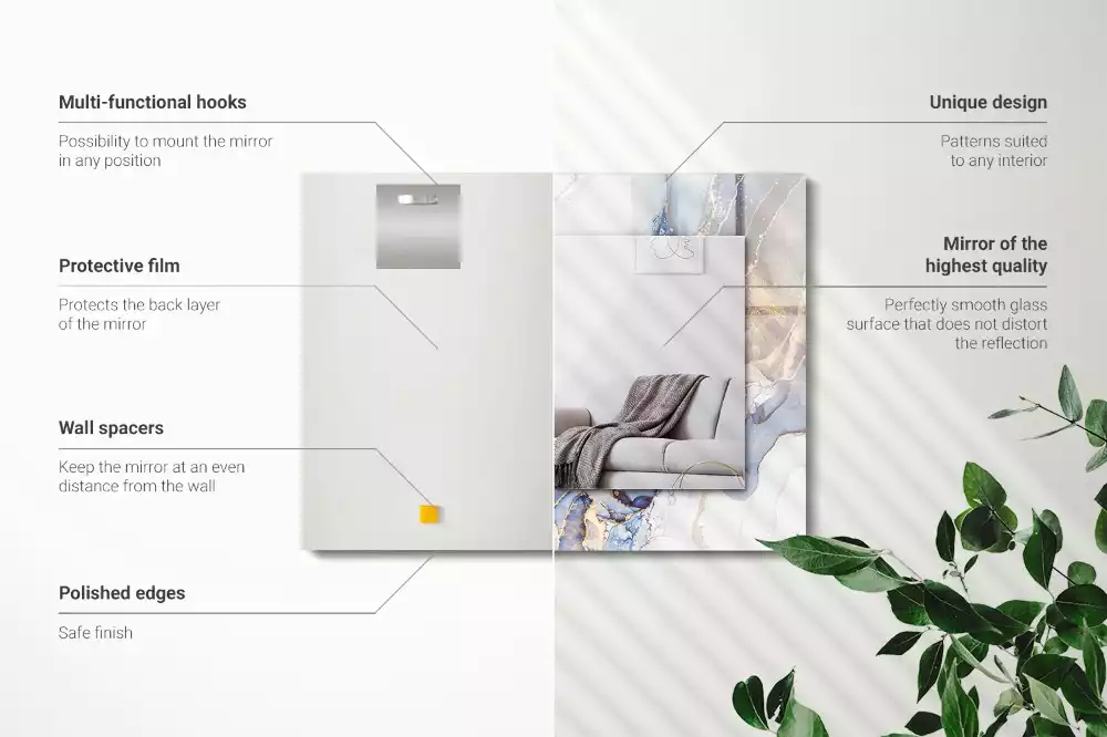 Oglindă dreptunghiulară cu imprimeu artă abstractă din marmură