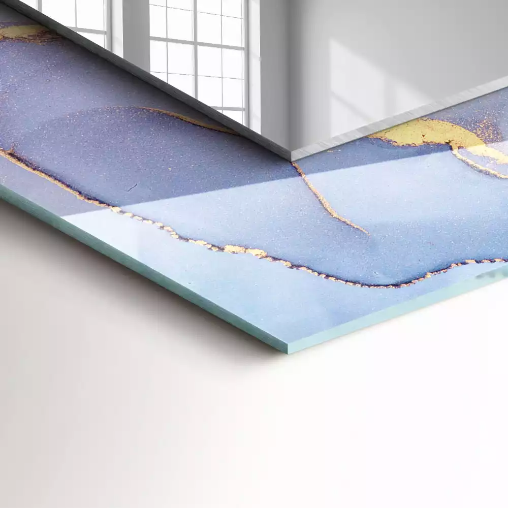 Oglindă decorativă de perete dreptunghiulară cu imprimeu abstract tip acuarelă