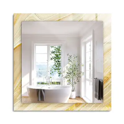 Oglindă dreptunghiulară cu decor cu linii abstracte galbene