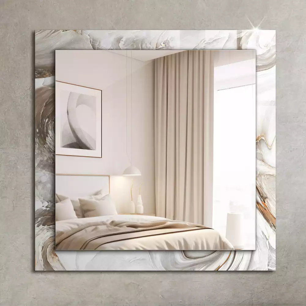 Oglindă dreptunghiulară de perete cu model abstract de marmură