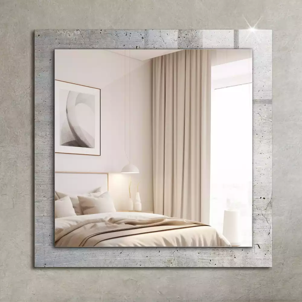 Oglindă dreptunghiulară de perete cu decor din beton crăpat