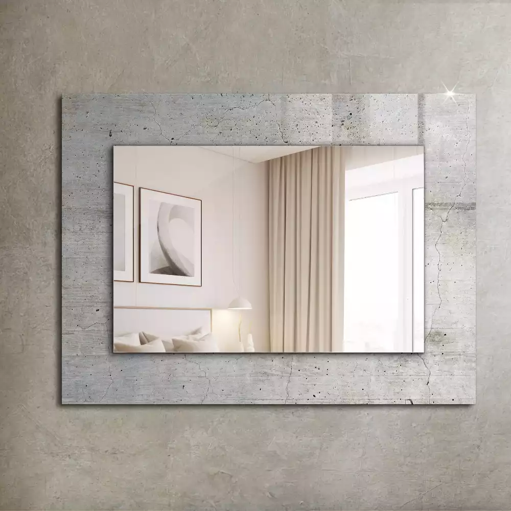 Oglindă dreptunghiulară de perete cu decor din beton crăpat