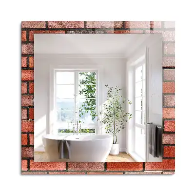 Oglindă dreptunghiulară decorativă model zid de cărămidă roșie