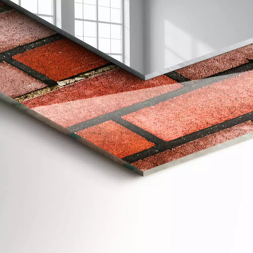 Oglindă dreptunghiulară decorativă model zid de cărămidă roșie