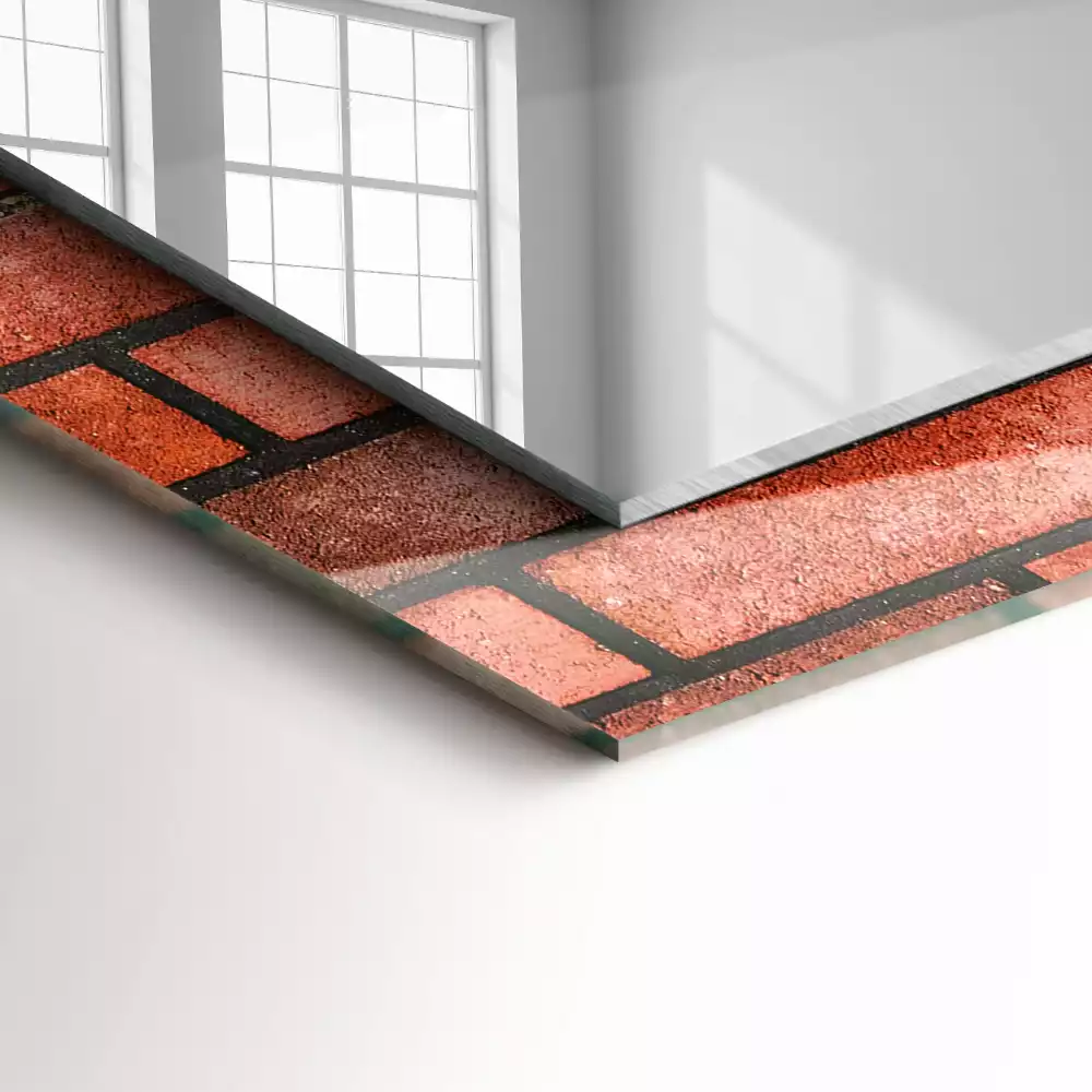 Oglindă dreptunghiulară decorativă model zid de cărămidă roșie