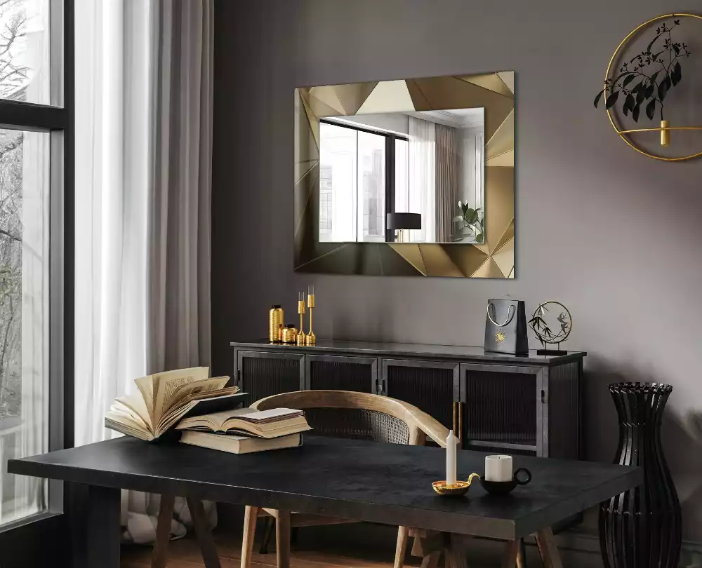 Oglindă dreptunghiulară cu decor geometric