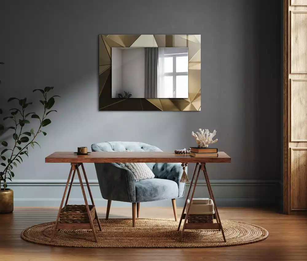 Oglindă dreptunghiulară cu decor geometric