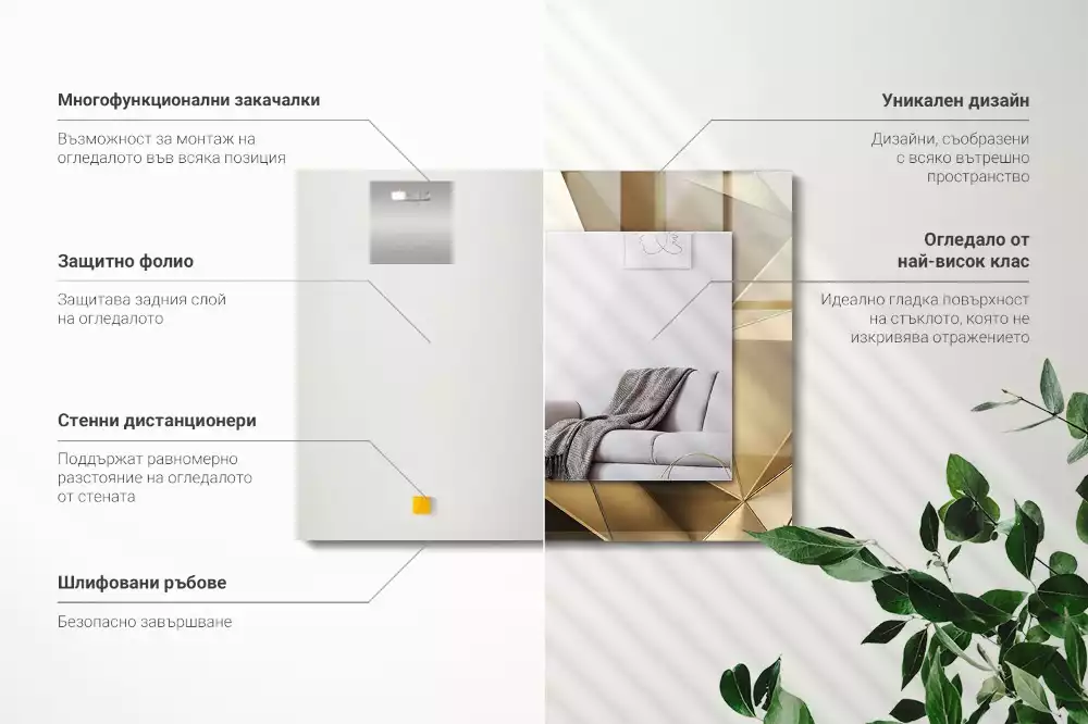 Oglindă dreptunghiulară cu decor geometric
