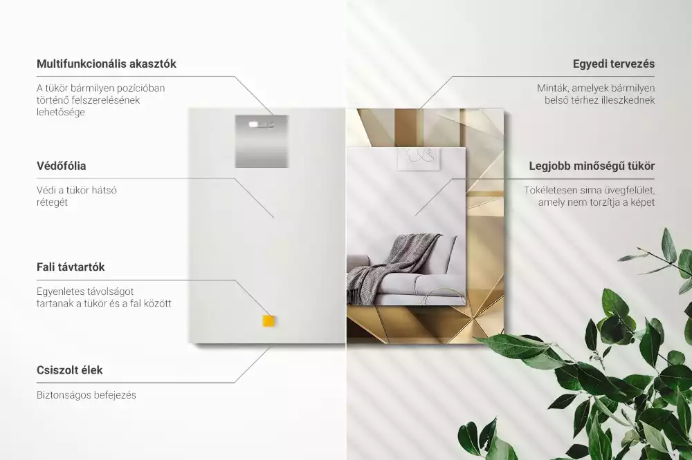 Oglindă dreptunghiulară cu decor geometric