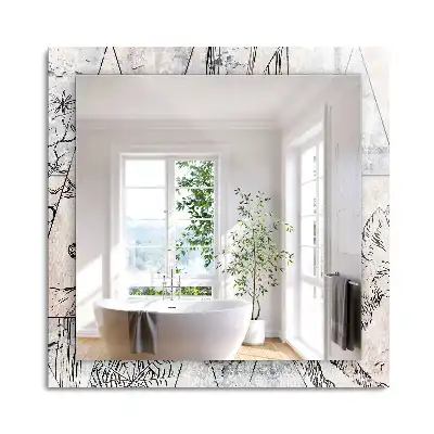 Oglindă dreptunghiulară decorativă cu motive de vulpe și cerb