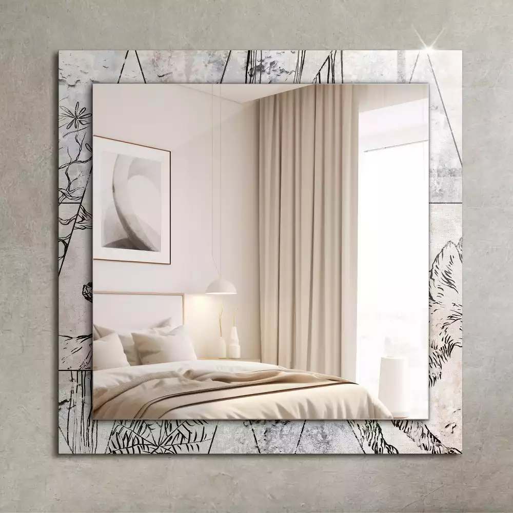 Oglindă dreptunghiulară decorativă cu motive de vulpe și cerb