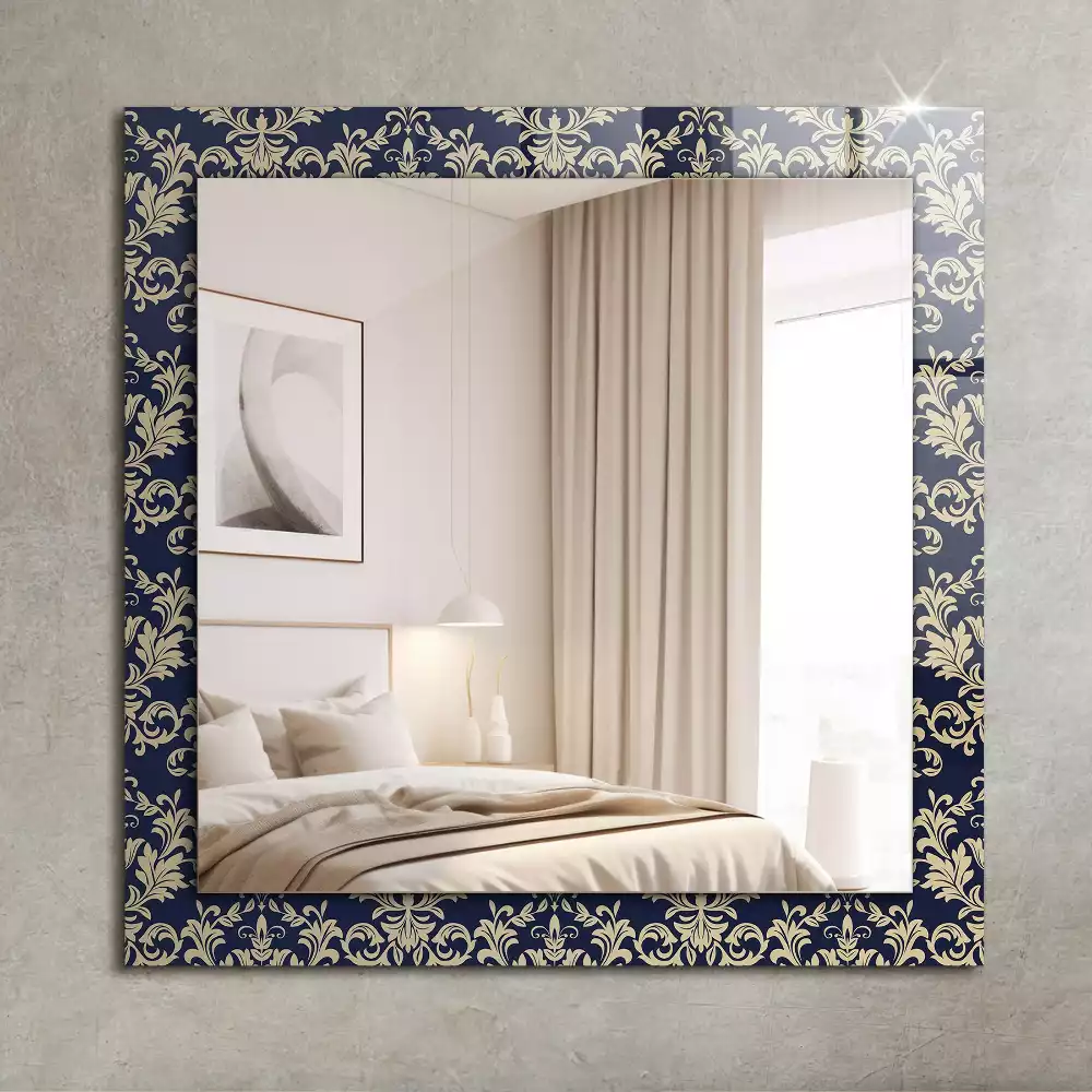 Oglindă dreptunghiulară cu imprimeu model tapet victorian