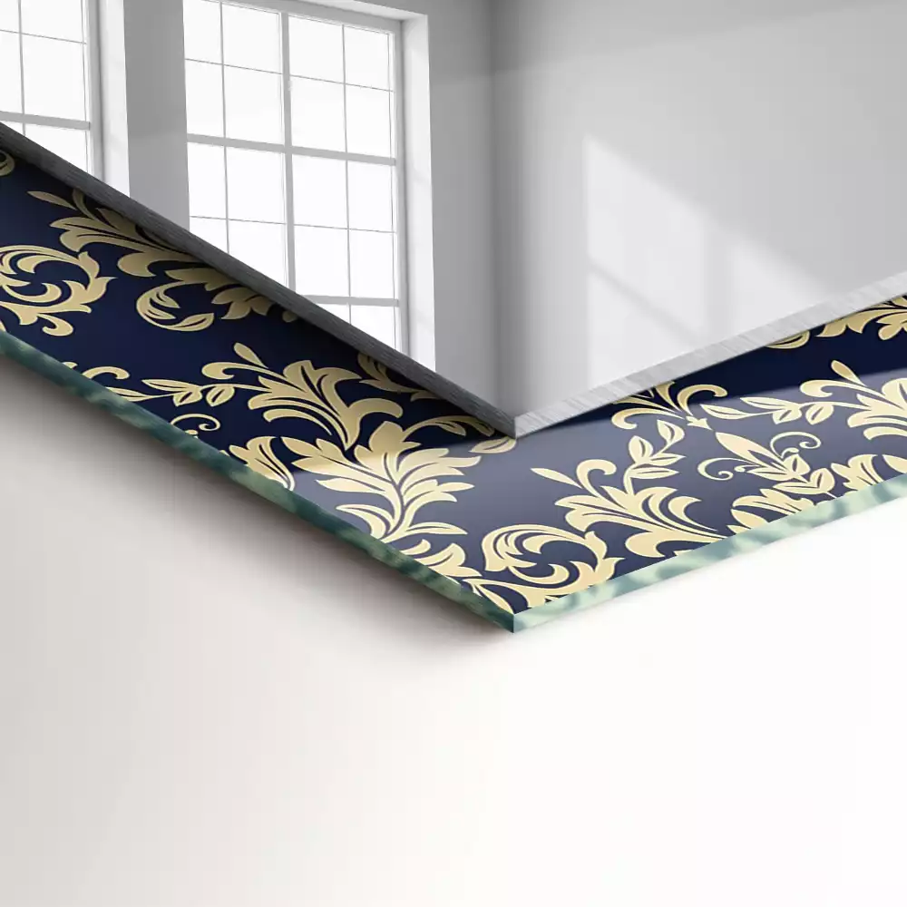 Oglindă dreptunghiulară cu imprimeu model tapet victorian