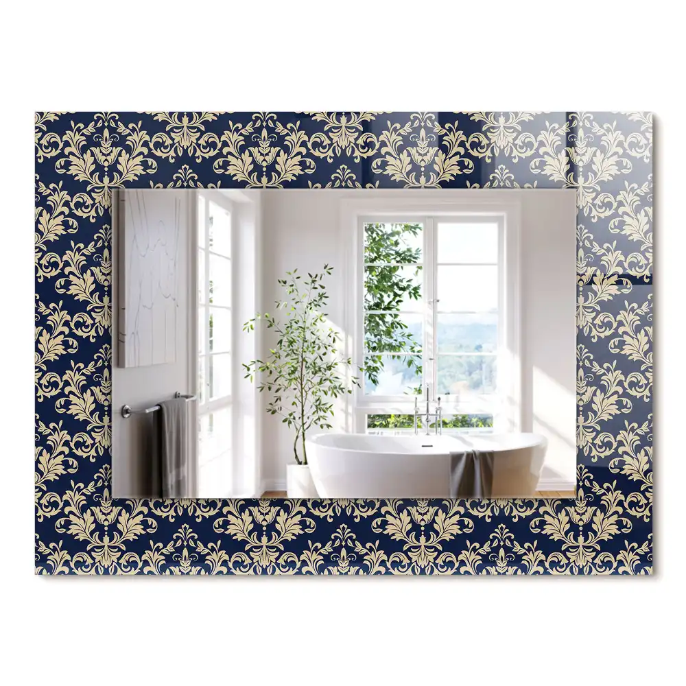 Oglindă dreptunghiulară cu imprimeu model tapet victorian