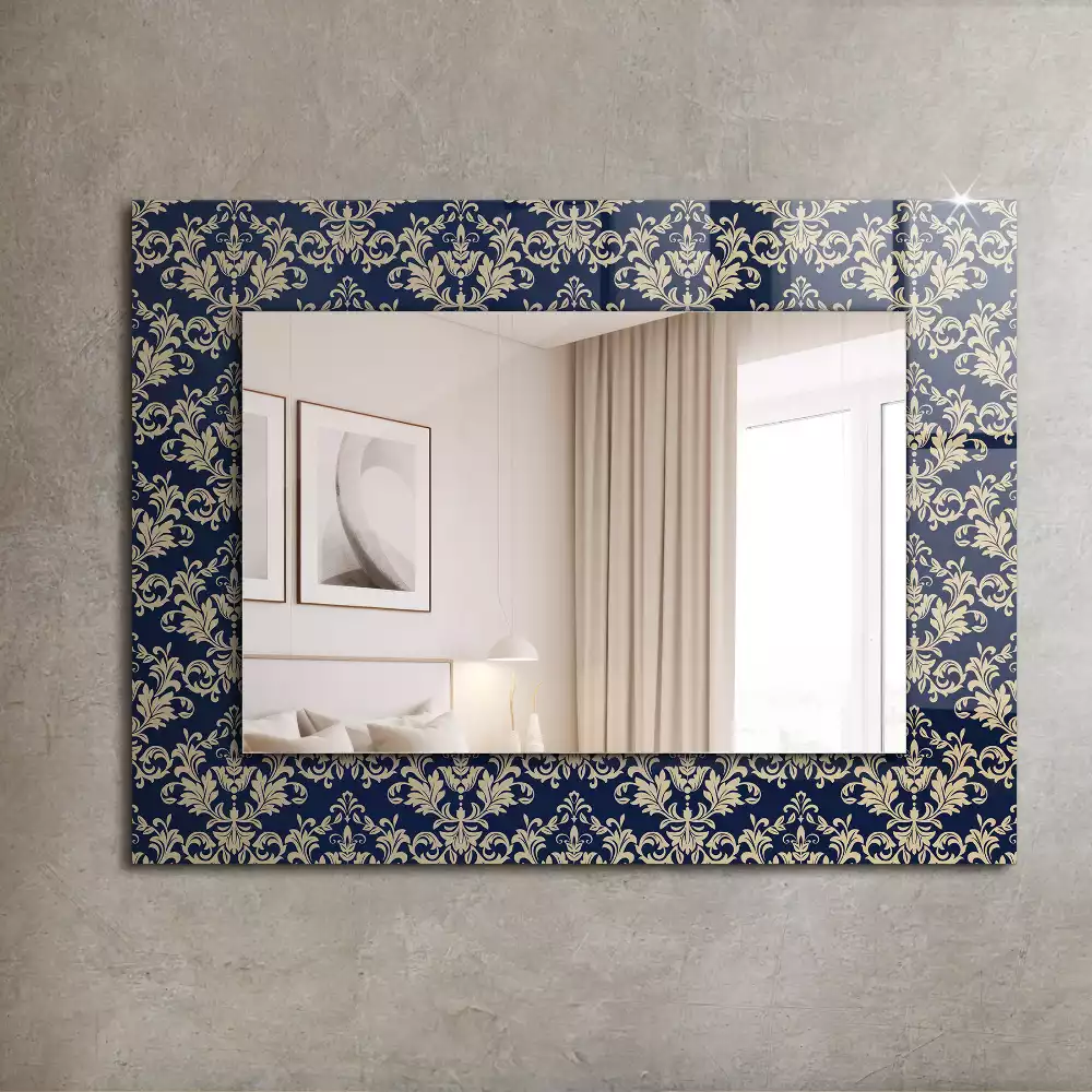 Oglindă dreptunghiulară cu imprimeu model tapet victorian