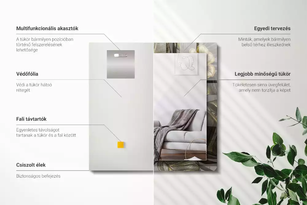 Oglindă dreptunghiulară decorativă cu flori și colibri