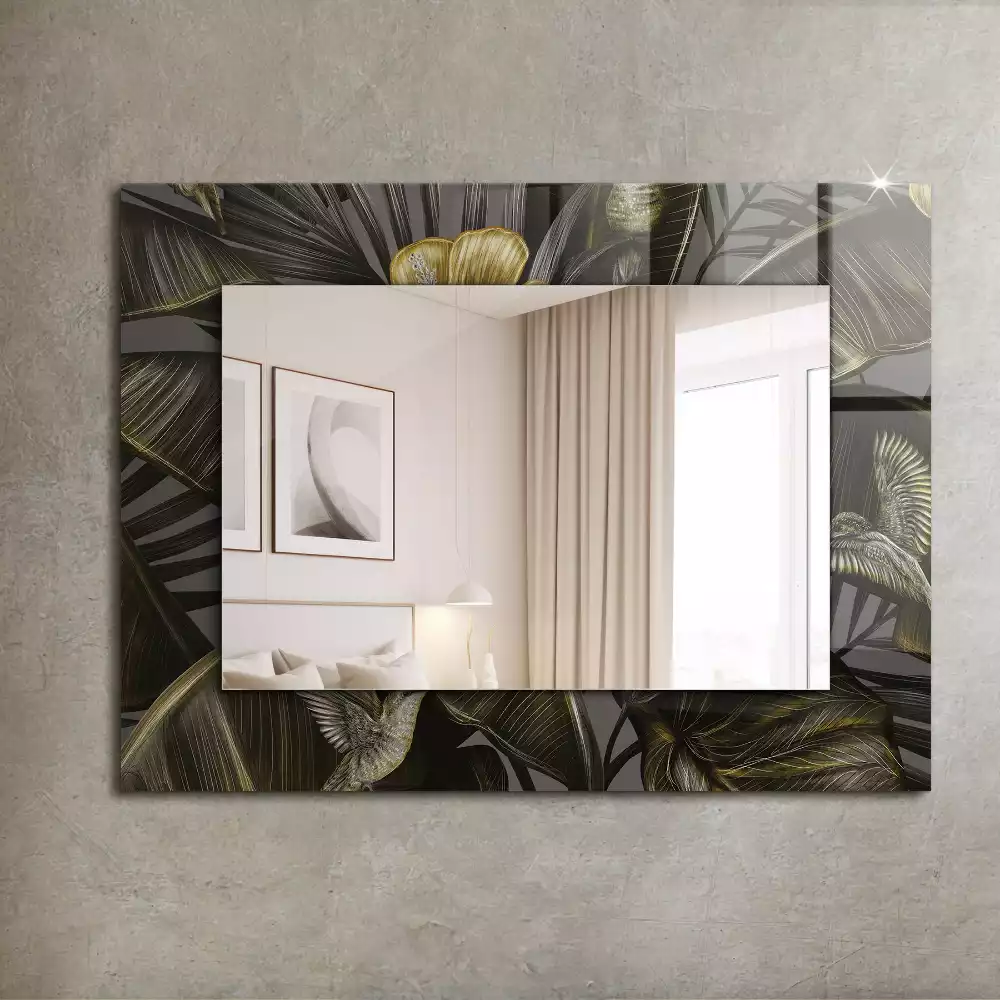Oglindă dreptunghiulară decorativă cu flori și colibri
