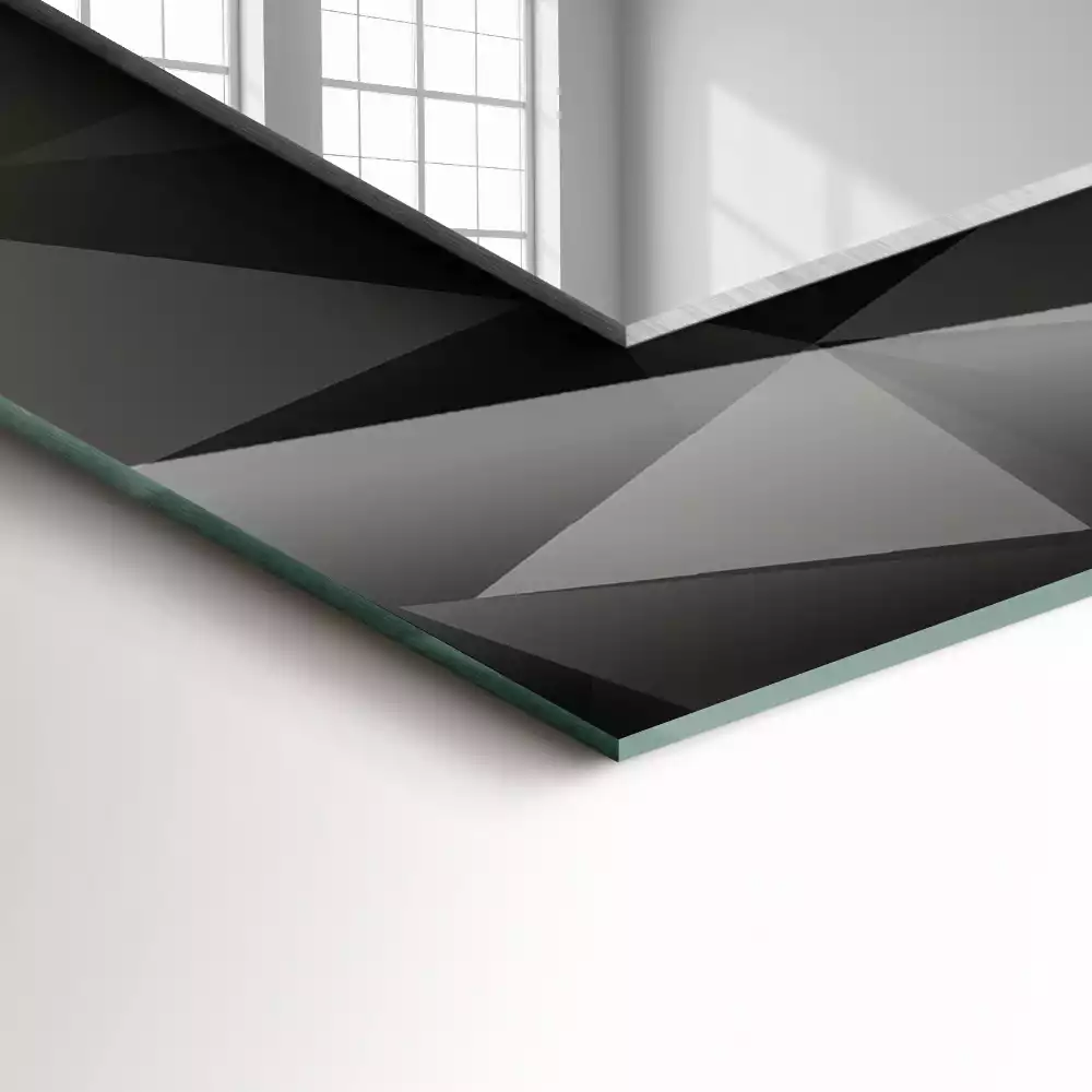 Oglindă dreptunghiulară cu ramă și imprimeu cu forme geometrice negre