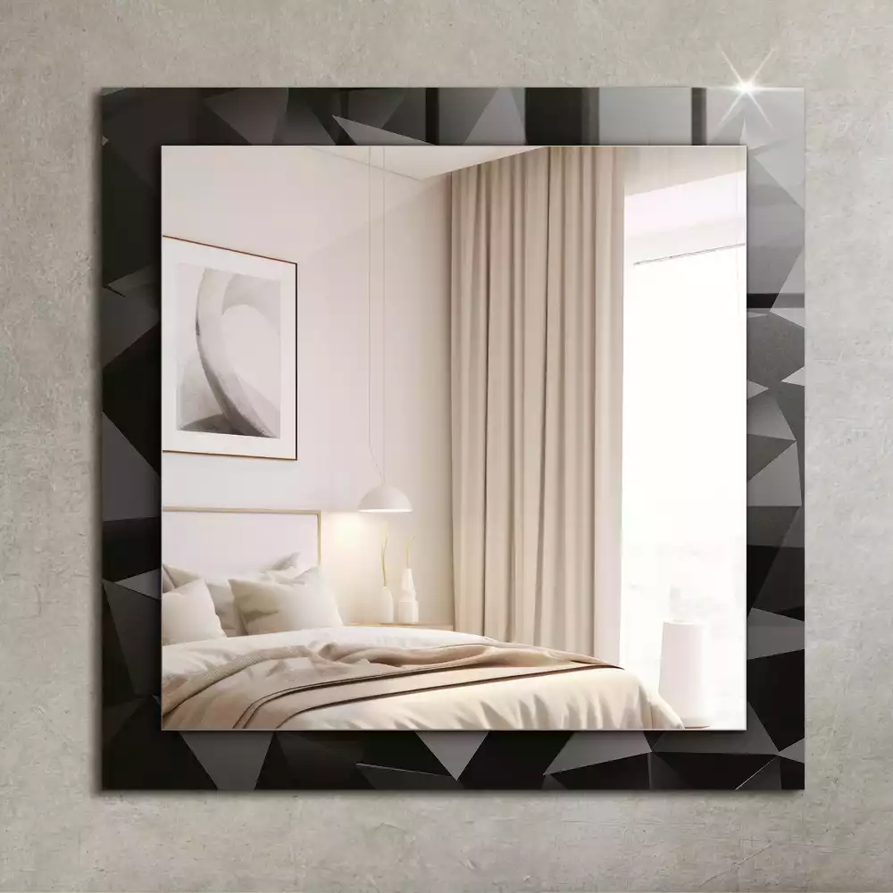 Oglindă dreptunghiulară cu ramă și imprimeu cu forme geometrice negre