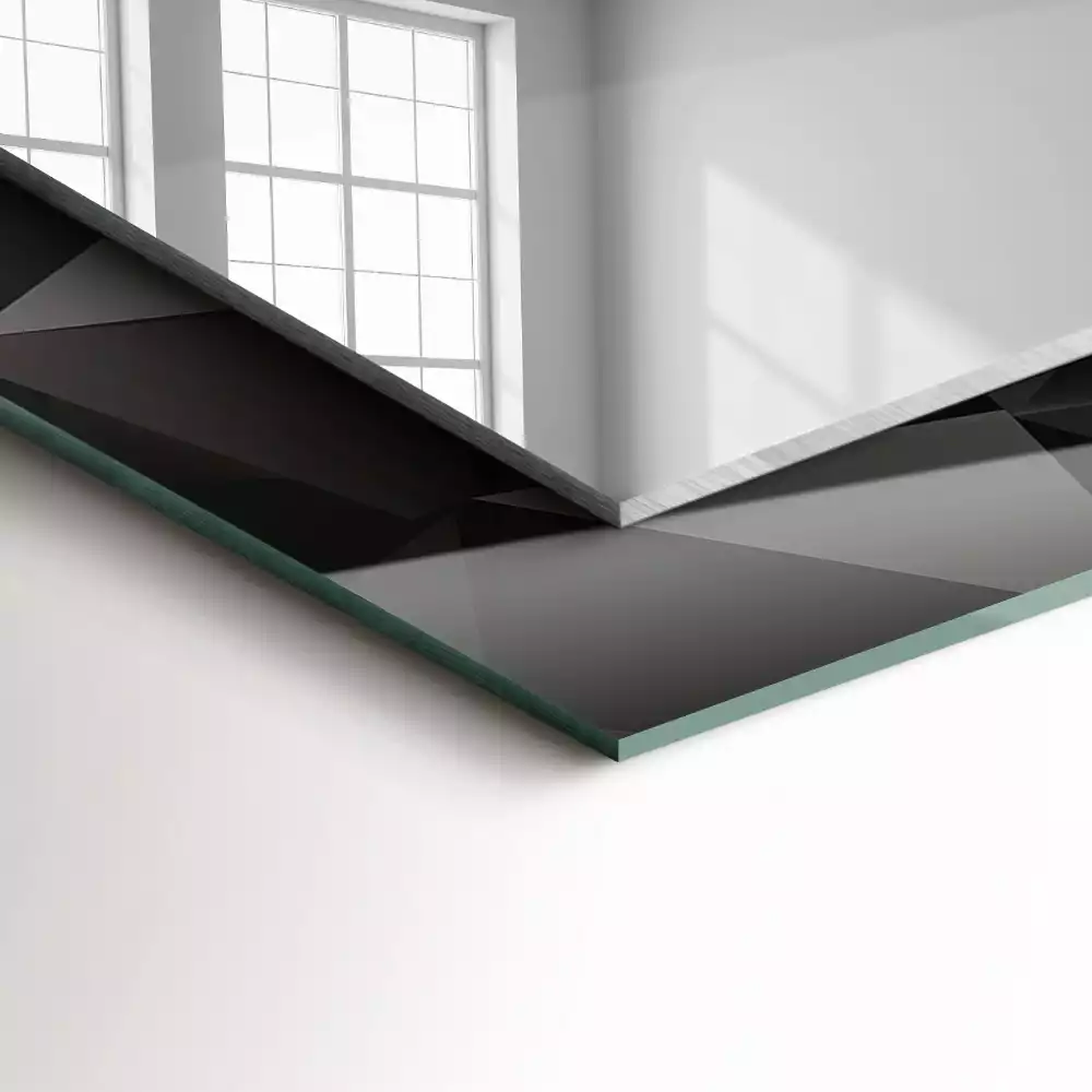 Oglindă dreptunghiulară cu ramă și imprimeu cu forme geometrice negre