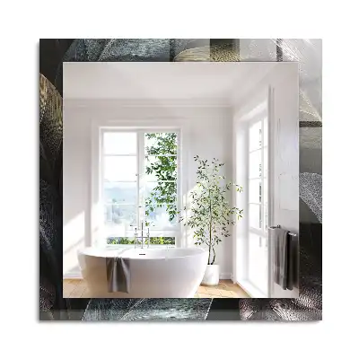 Oglindă dreptunghiulară cu decor de frunze colorate