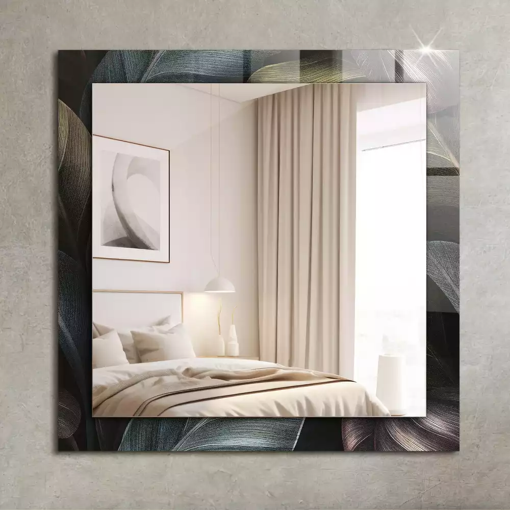 Oglindă dreptunghiulară cu decor de frunze colorate
