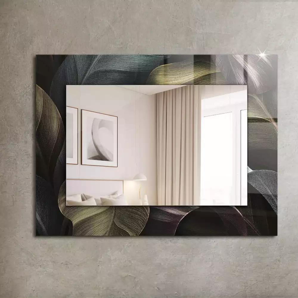 Oglindă dreptunghiulară cu decor de frunze colorate