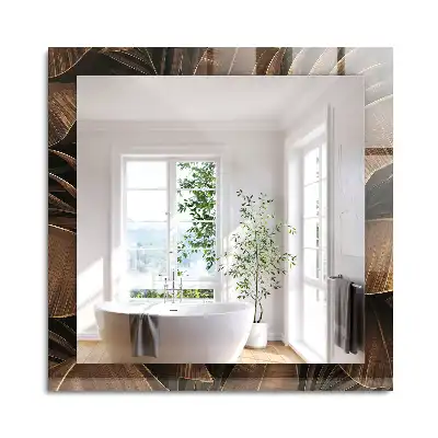 Oglindă decorativă de perete dreptunghiulară cu model de frunze tropicale