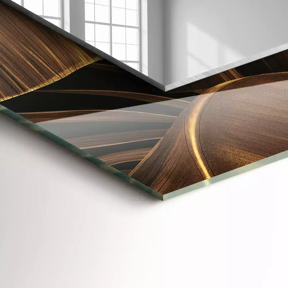 Oglindă decorativă de perete dreptunghiulară cu model de frunze tropicale
