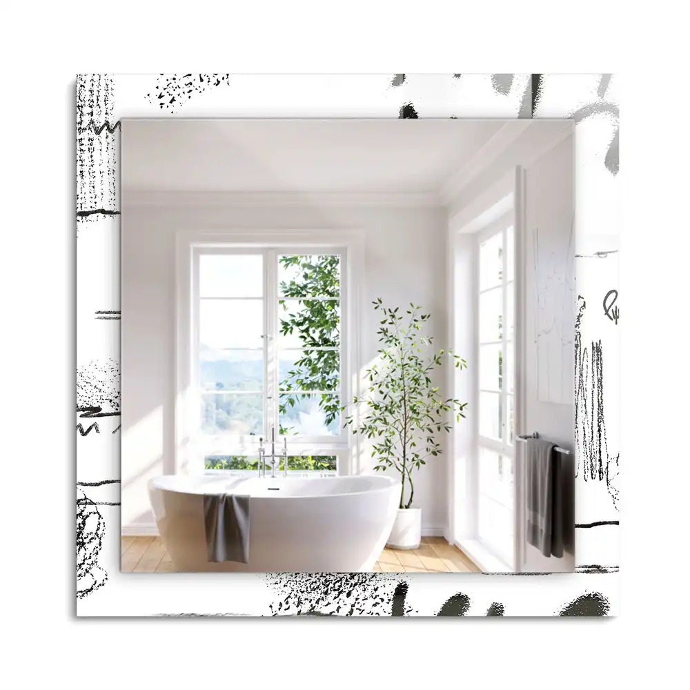 Oglindă dreptunghiulară cu decor abstract modern