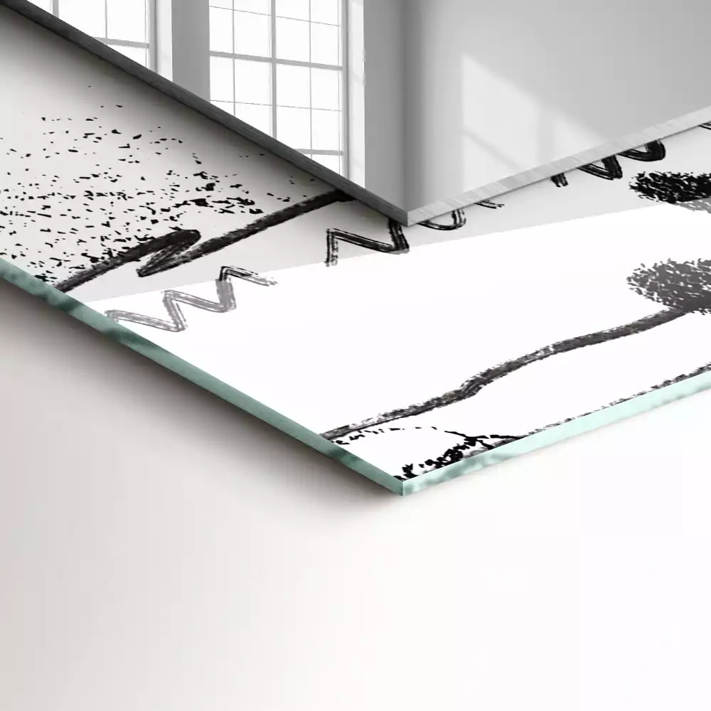 Oglindă dreptunghiulară cu decor abstract modern