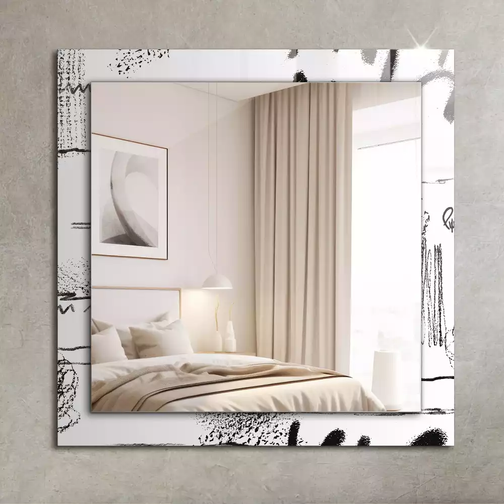 Oglindă dreptunghiulară cu decor abstract modern