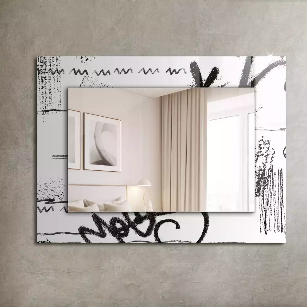 Oglindă dreptunghiulară cu decor abstract modern