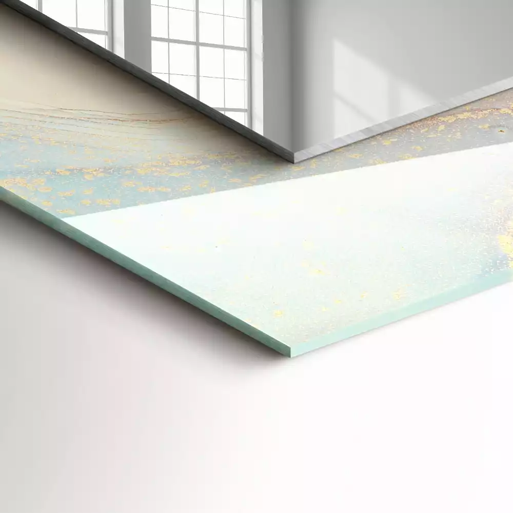 Oglindă dreptunghiulară cu ramă cu imprimeu de artă abstractă în acuarelă