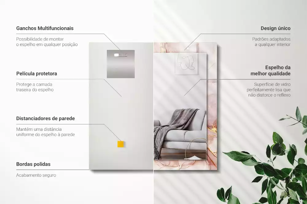 Oglindă dreptunghiulară cu ramă cu imprimeu de artă abstractă în acuarelă