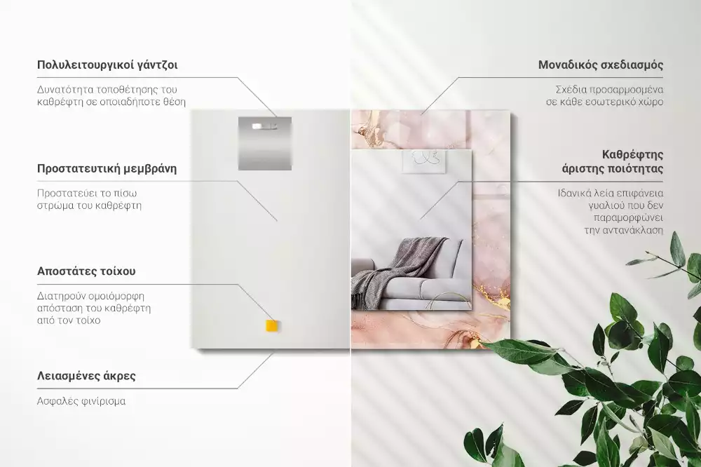 Oglindă dreptunghiulară cu ramă cu imprimeu de artă abstractă în acuarelă