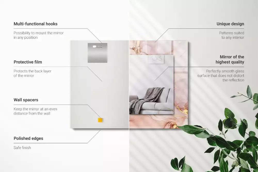 Oglindă dreptunghiulară cu ramă cu imprimeu de artă abstractă în acuarelă