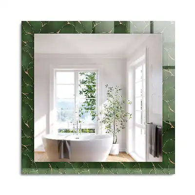 Oglindă dreptunghiulară cu decor cu frunze verzi