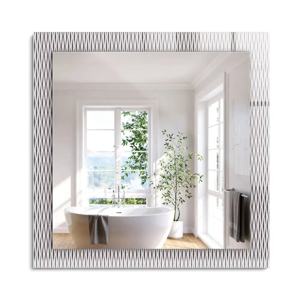 Oglindă dreptunghiulară cu ramă decorativă cu textură textilă