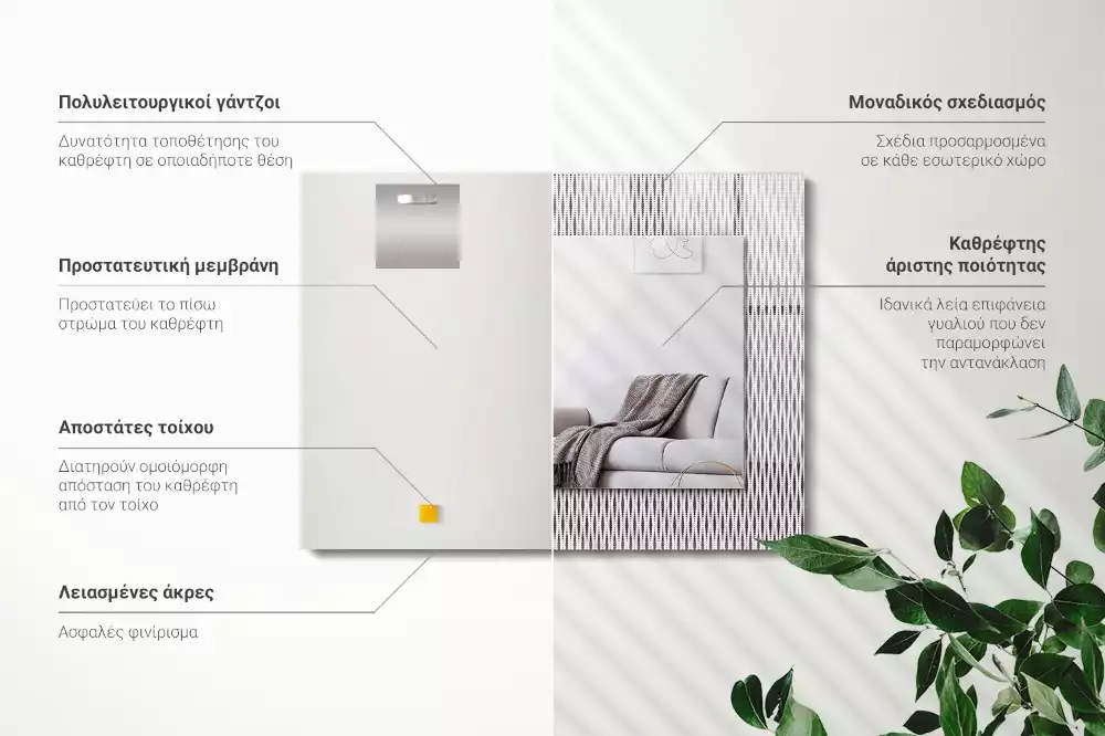 Oglindă dreptunghiulară cu ramă decorativă cu textură textilă